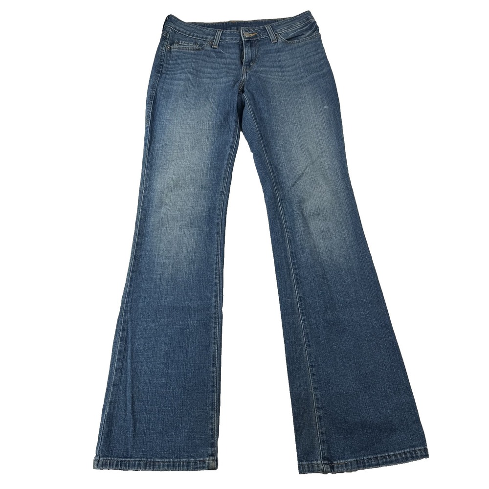 Levis 563 Jeans Womens 4 (28x31) Blue Mid Rise Bootcut Stretch Distressed Hem